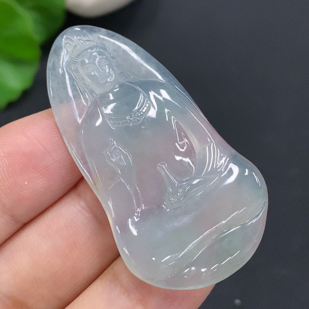 Jadeite Guanyin Inlaid Piece Total Weight Approximately 9.6g