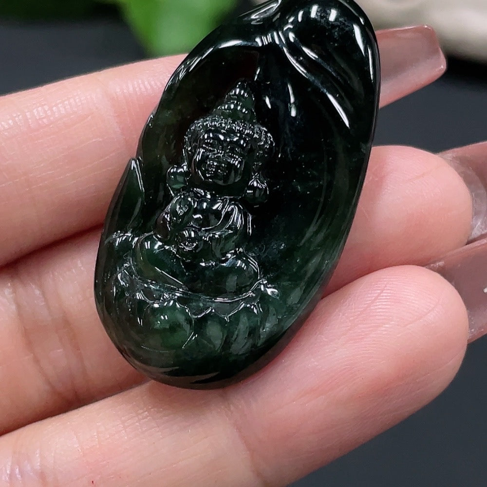 JadeiteBaby Buddha Pendant 18K Gold Total Weight Approx. 15.34g