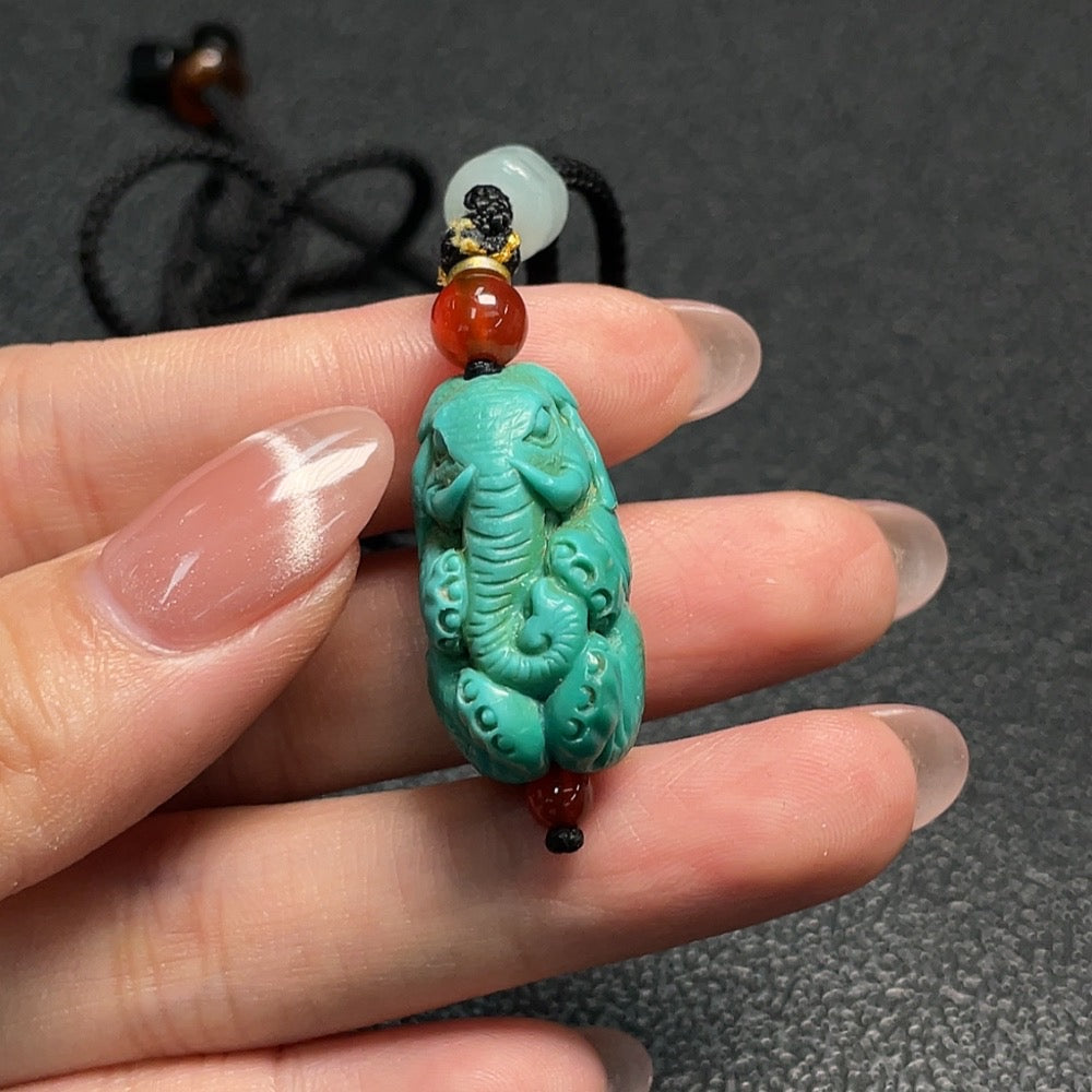 Turquoise Pendant, Total Weight Including Cord Approx. 12.91g, Non-Natural Accent Stones Considered