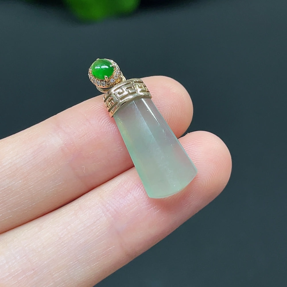 Jadeite Plain Pendant with 18k Diamond Accents