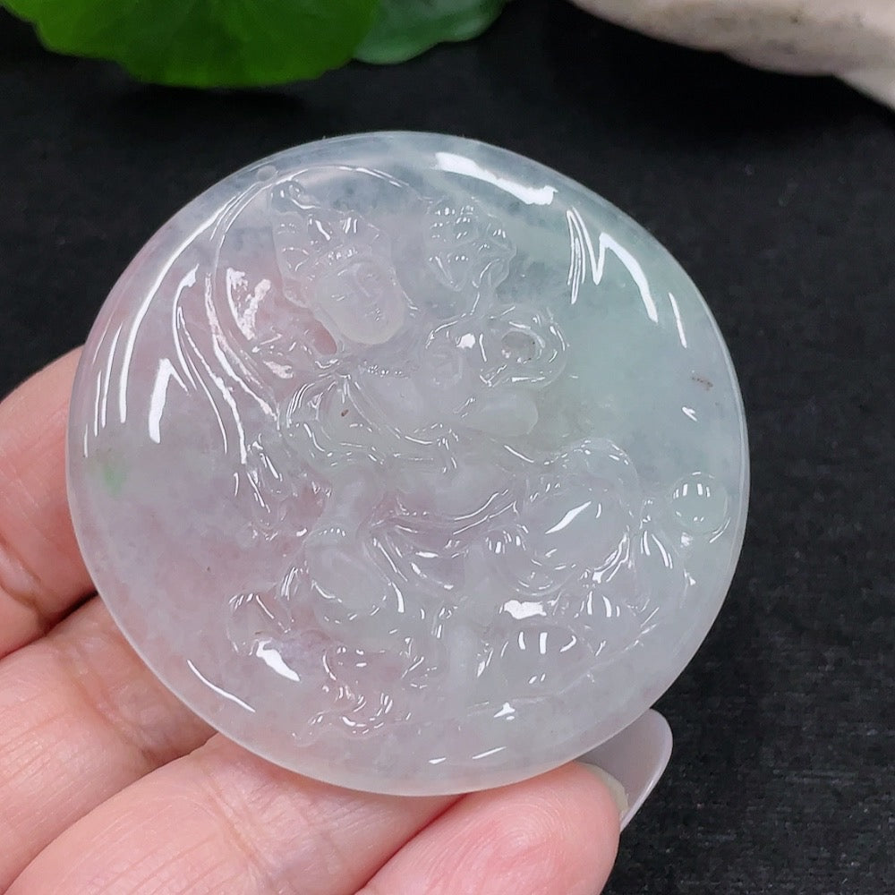 Jadeite Guanyin Pendant, Total Weight Approximately 26.2g