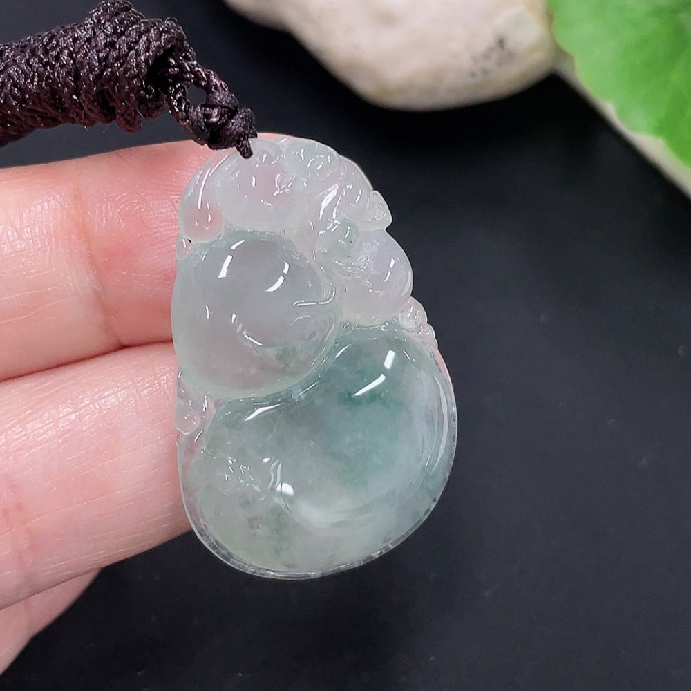 Jadeite Fu Shou Pendant Total Weight Approx. 9g (Including Rope Weight)