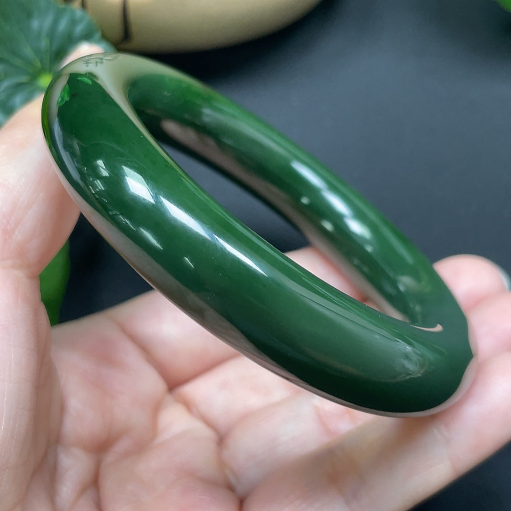 Hetian Jade Green Jade Round Bangle