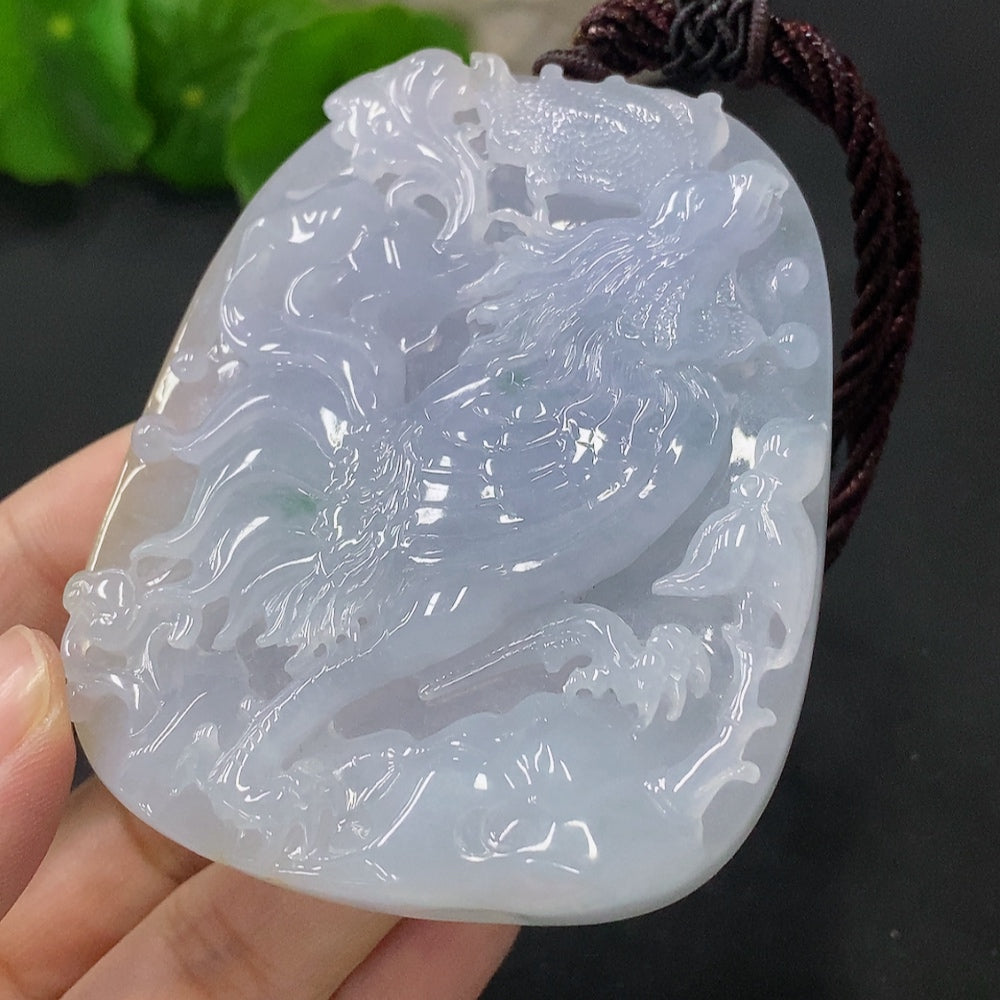 Jadeite Pendant Chinese Zodiac Rooster Total Weight with Rope Approx. 91.9g Color Origin Undetermined