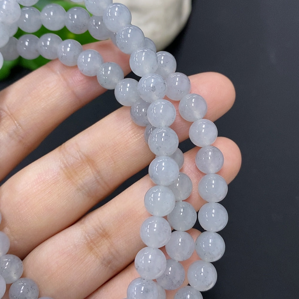 Jadeite Bead Necklace Approx. 6.7mm Non-Gold Total Weight Approx. 61.7g