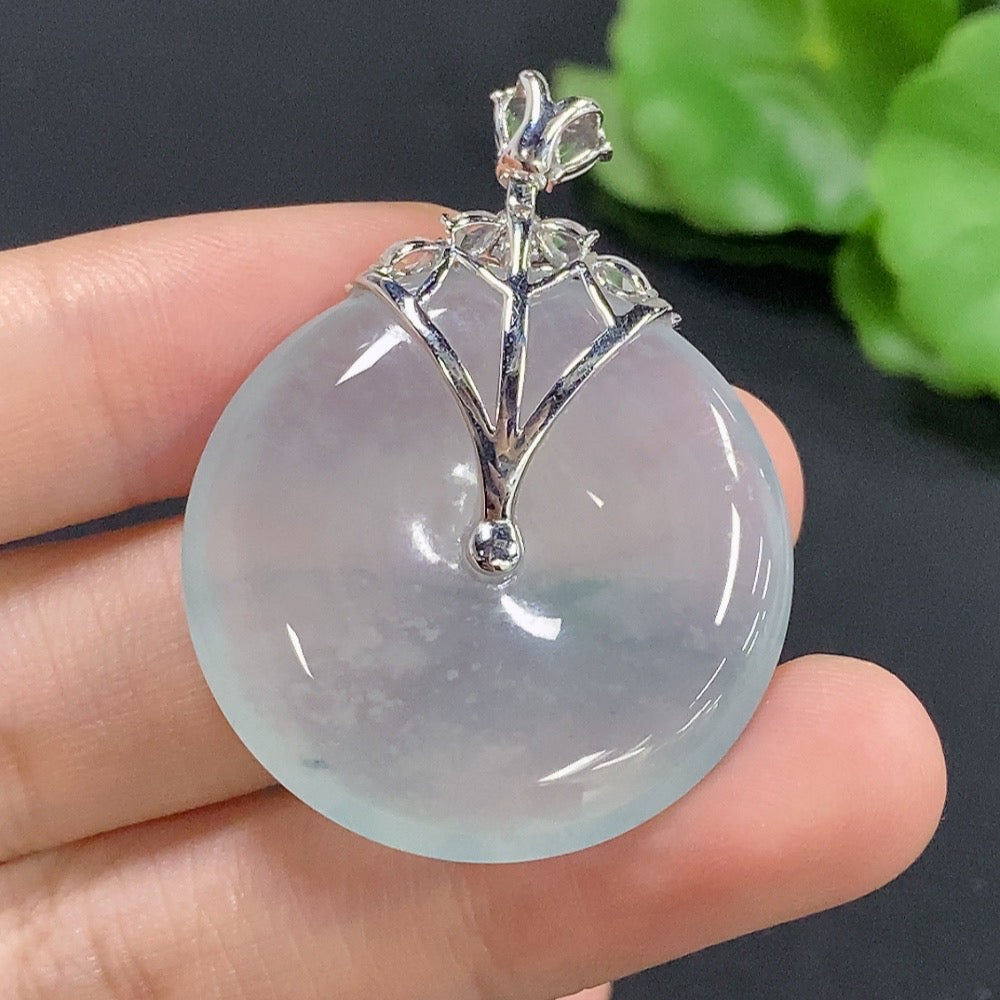Jadeite Peace Knot Pendant with 18k Diamond Accents, Total Weight Approx. 14.2g