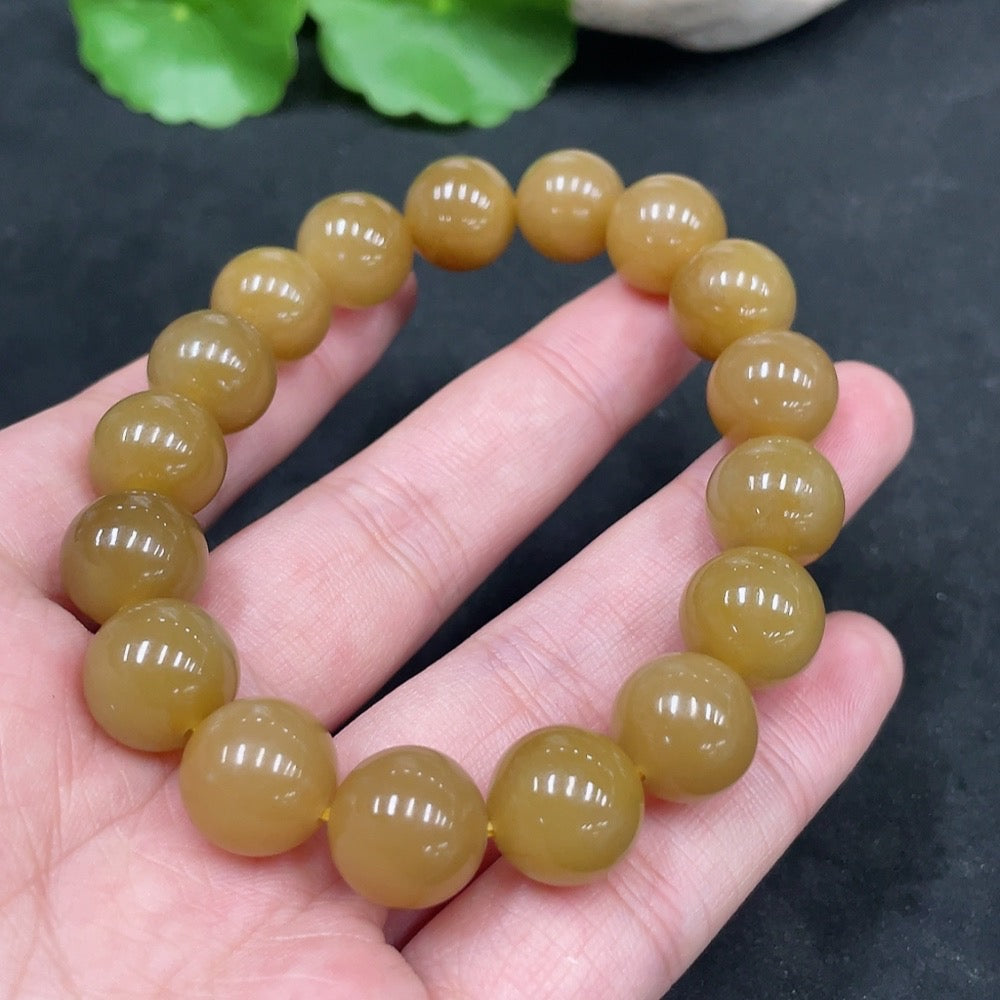 Hetian Jade Bracelet, approx. 11.8mm beads, total weight approx. 43.5g