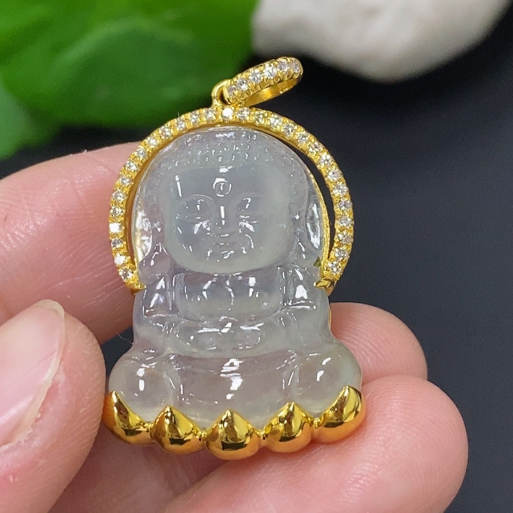 Jadeite Pendant with 18K Gold Setting, Total Weight Approx. 7.6g (Non-Diamond)