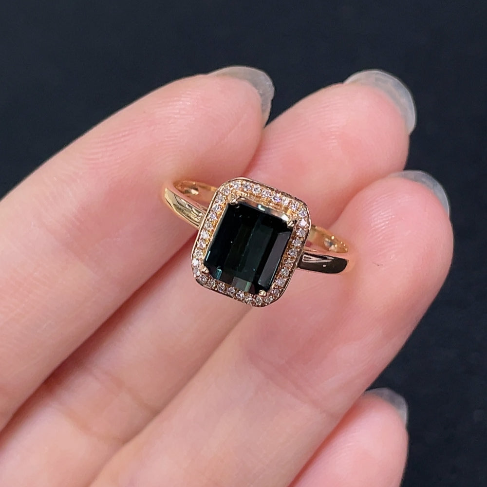 Tourmaline Ring 18k Gold with Diamond Accent