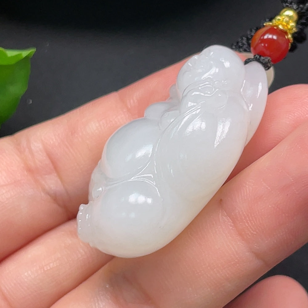 Hetian Jade Buddha Pendant, Total Weight Approx. 27.18g, Including Rope