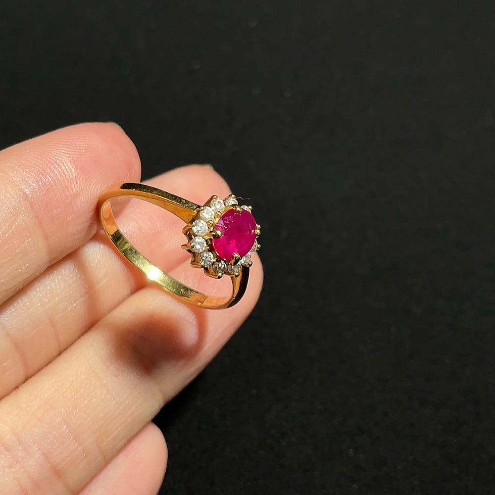 Ruby Ring with Diamond Accents, 18K Gold