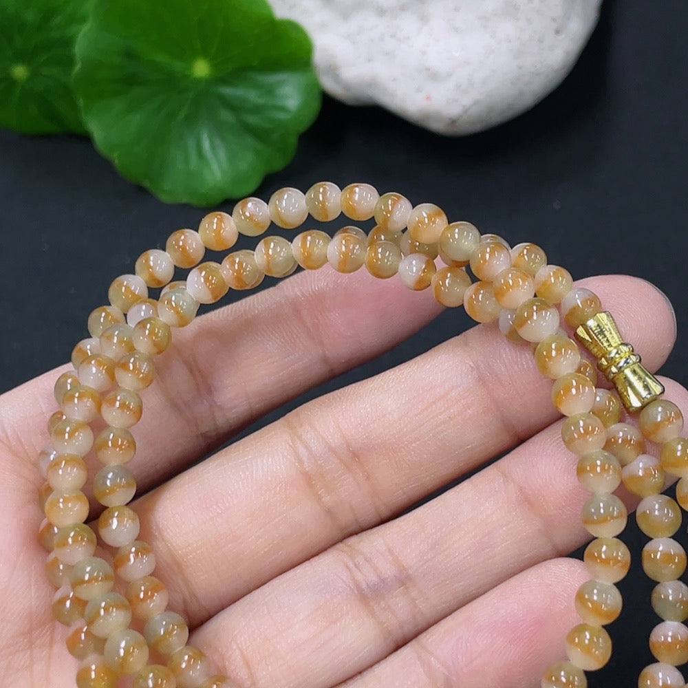 Jadeite Bead Necklace Approx. 4.4mm Total Weight About 20.8g (Non-gold Inlaid)