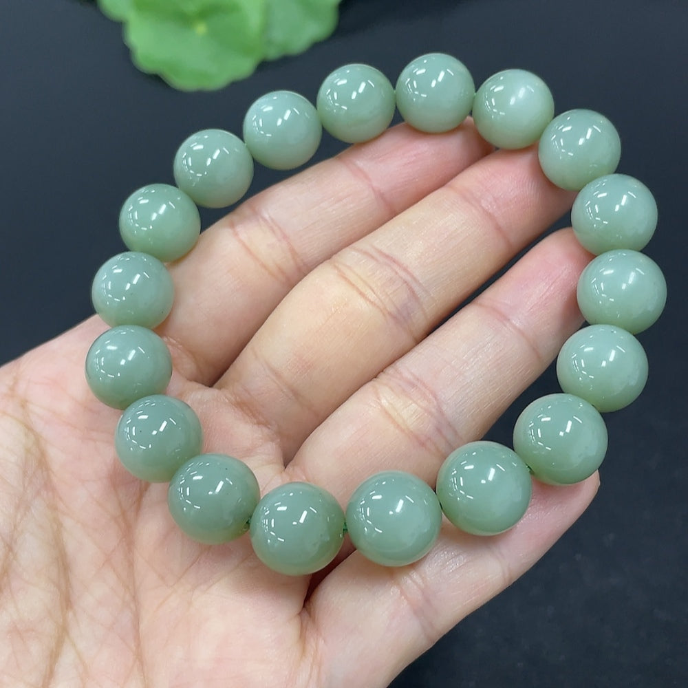 Hetian Jade Beads Bracelet approx. 10.5mm total weight approx. 35.8g