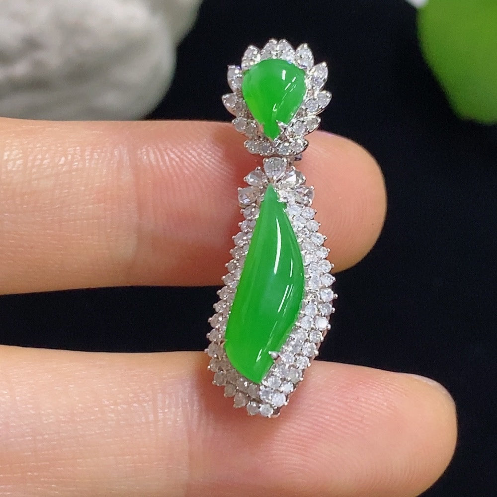 Jadeite Pendant with 18k Gold and Diamond Accents
