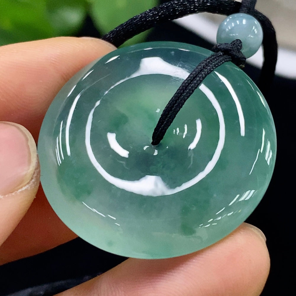 Jadeite Safety Buckle Pendant, Total Weight Approx. 17.67g (Including Rope Weight) [Total Value: $10,023 USD]