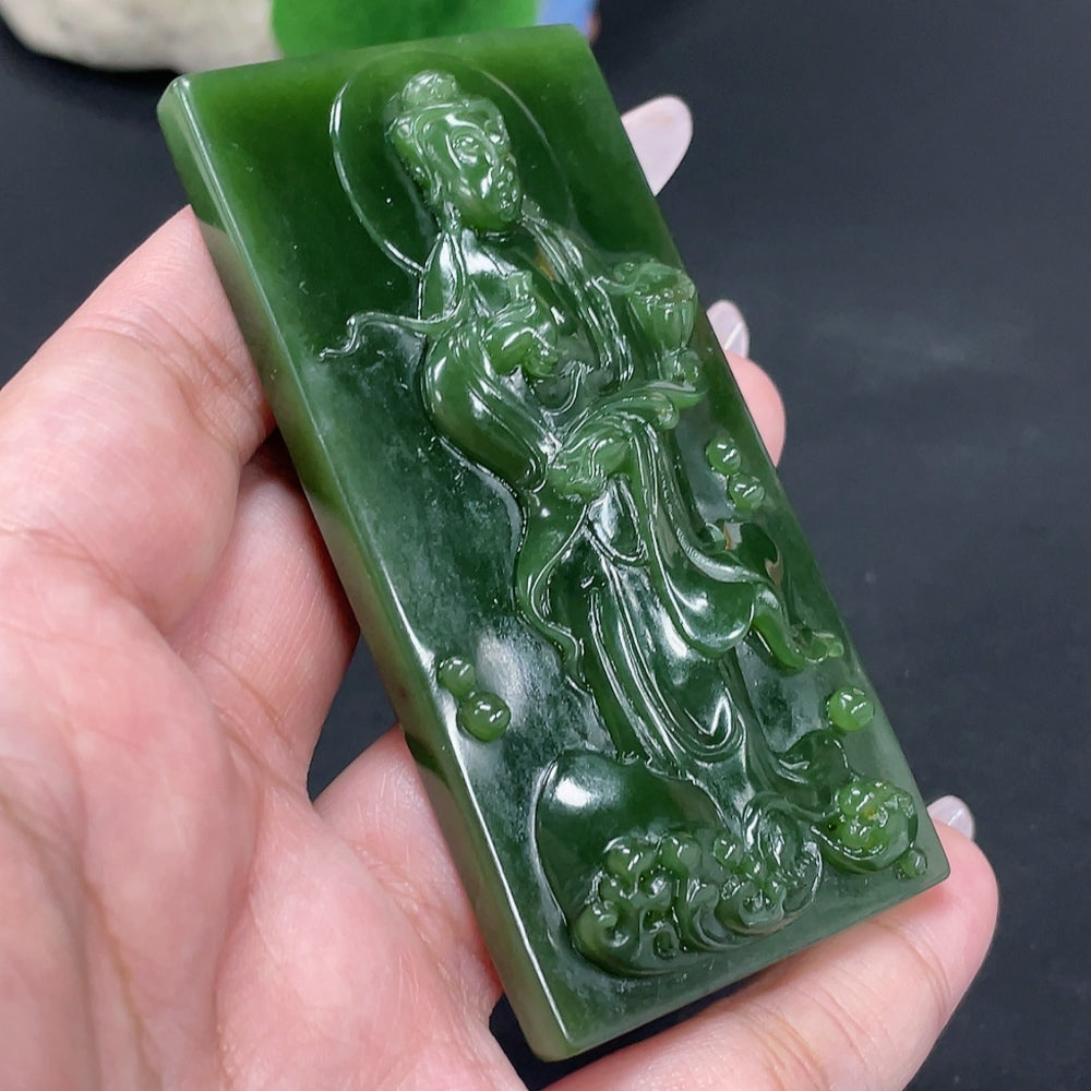 Hetian Jade Jasper Pendant Guanyin Total Weight Approx. 80.6g