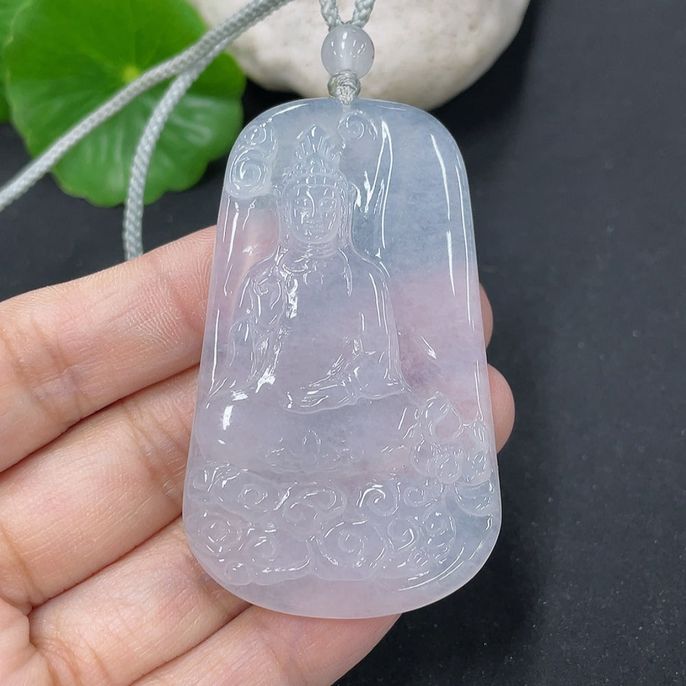 Jadeite Guanyin Pendant Plaque with Non-Type A Beads
