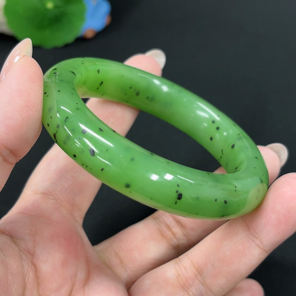 Hetian Jade Green Jade Round Bracelet