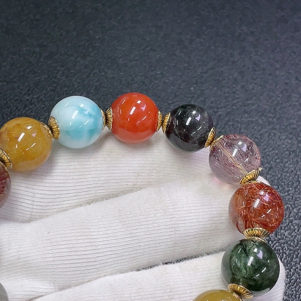 Crystal Bracelet, Approx. 13mm, Total Weight Approx. 47.40g, with Larimar and Red Agate