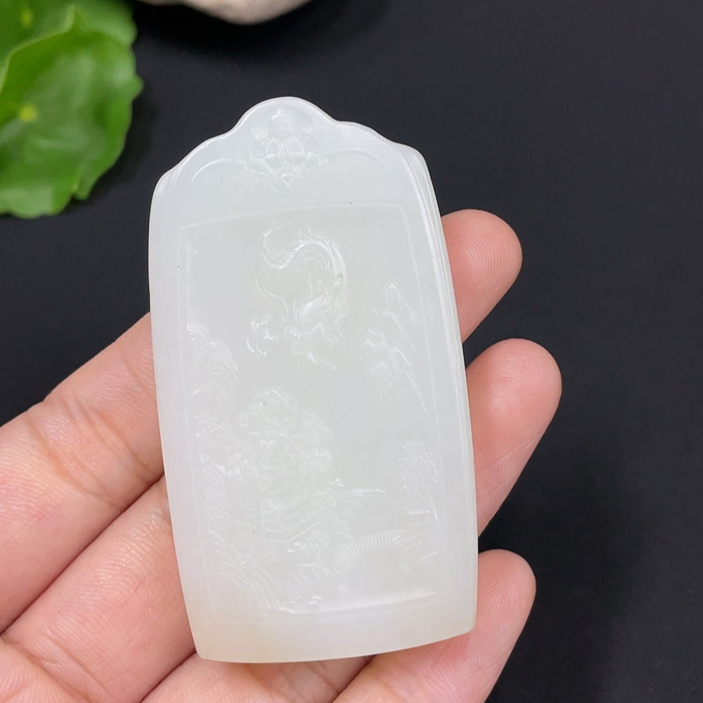 Hetian Jade Pendant Manjushri Bodhisattva Total Weight Approx. 40.1g