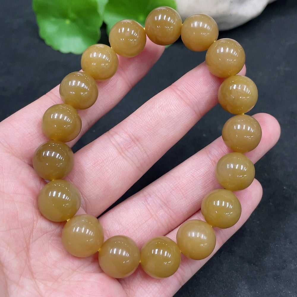 Hetian Jade Bracelet, approx. 11.8mm beads, total weight approx. 43.5g