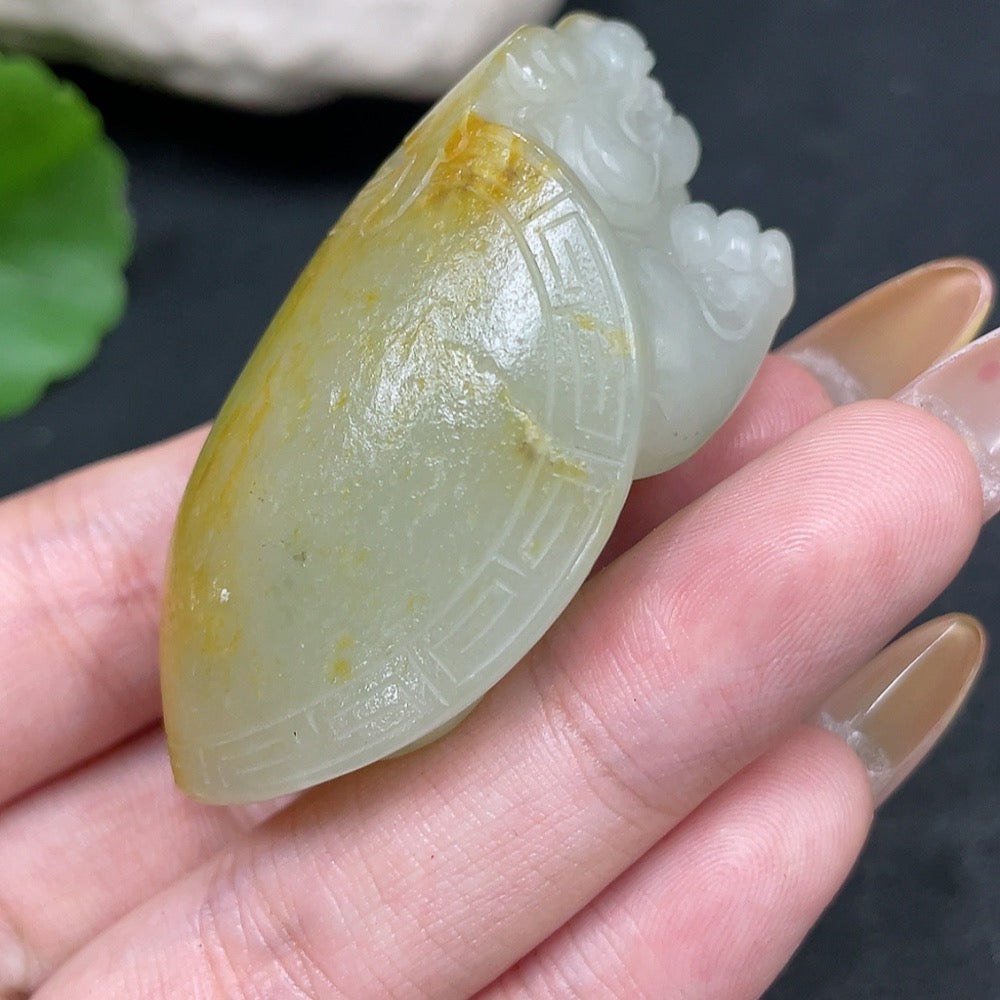 Hetian Jade Handheld Piece - Dragon Turtle, Undetermined Skin Color Formation, Total Weight Approximately 54.4g