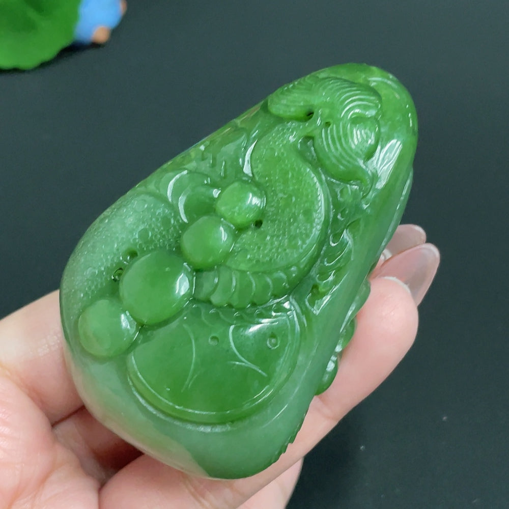 Hetian Jade Handheld Piece    Buddha Statue   Total Weight: Approx. 168.2g