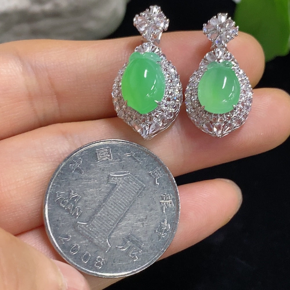 Jadeite Inlaid Pendant 18k with Diamond Accents Sell as a Lot Total Weight Approx. 5.62g