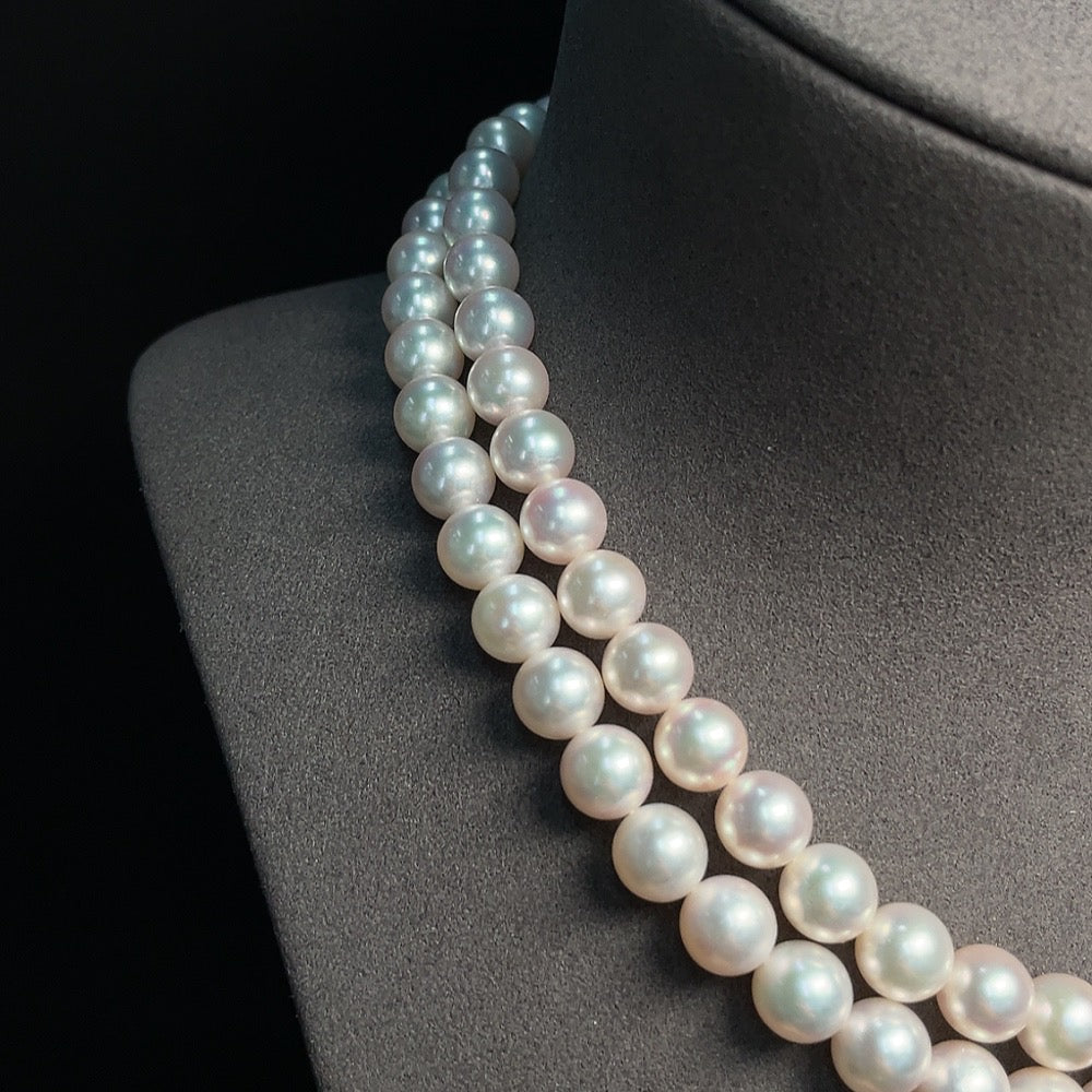 Seawater Pearl Strand, No Hallmark, Tested Gold Content Marked in Red 9K Gold, Other Parts Non-Gold, Approx. 8.5mm, Total Weight Approx. 89.46g