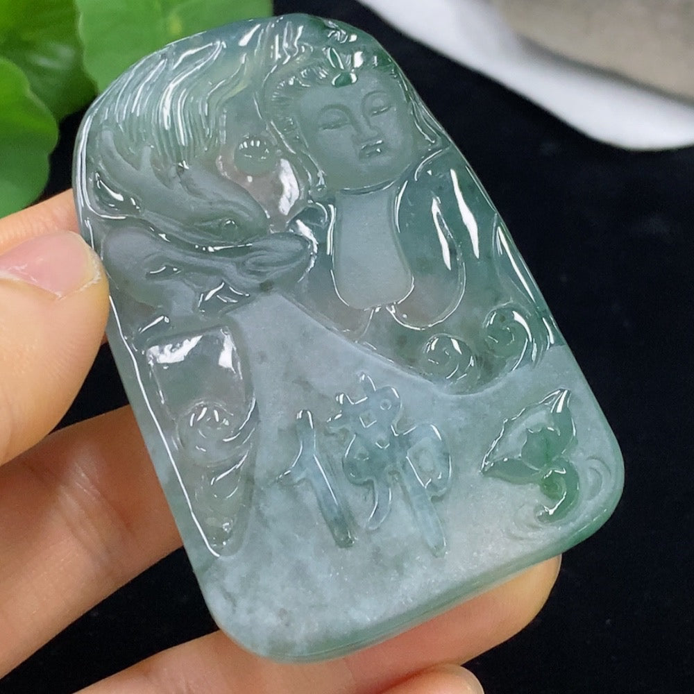 Jadeite Guanyin Pendant Total Weight Approx. 39.33g