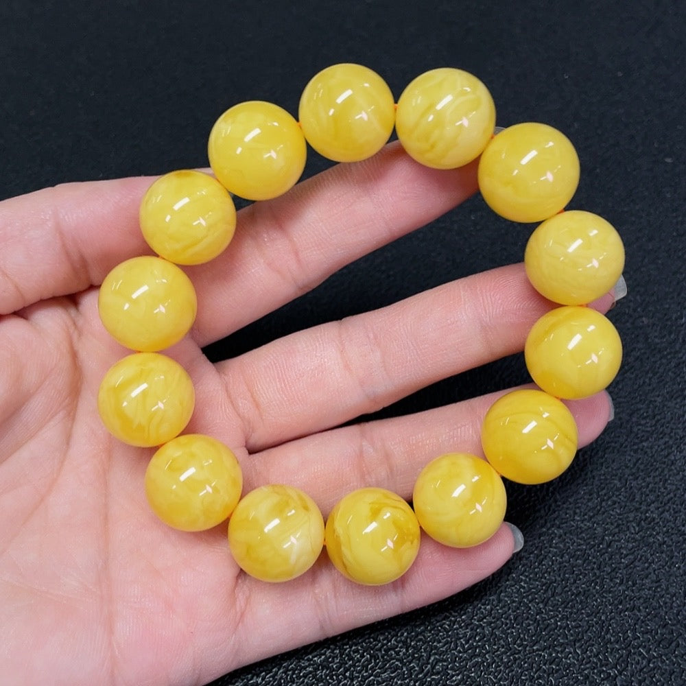 Amber Beeswax Bracelet, Approx. 15mm