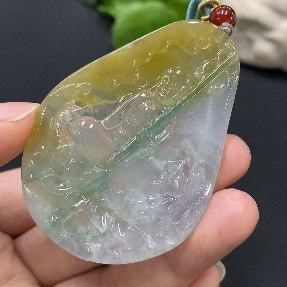 Jadeite Pendant with Non-A Grade Matching Stones, Total Weight Approx. 26.8g