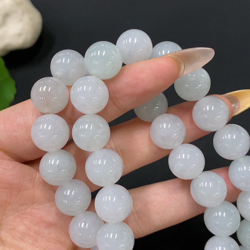 Jadeite Bead Necklace, Total Weight Approx. 120.86g, Bead Size Approx. 12.4mm