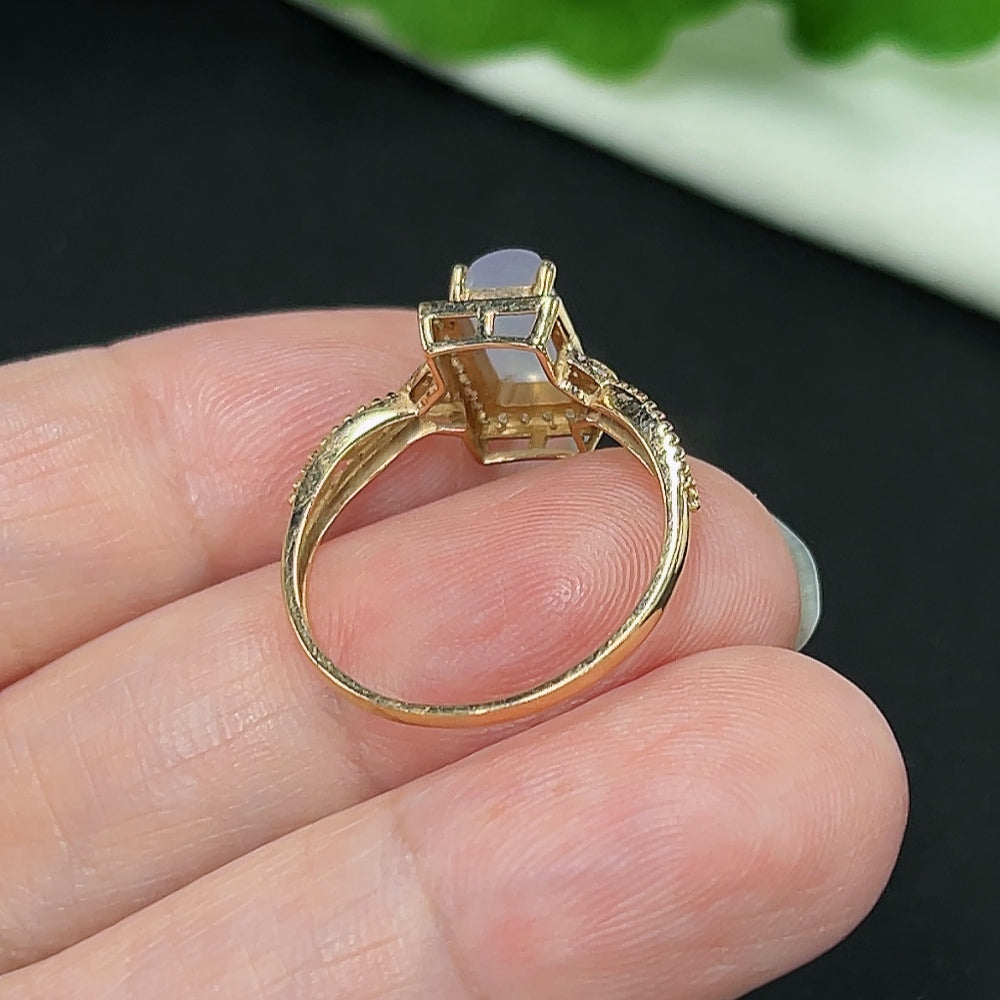 Jadeite Inlaid Ring in 18K Gold (With Diamond Accents)