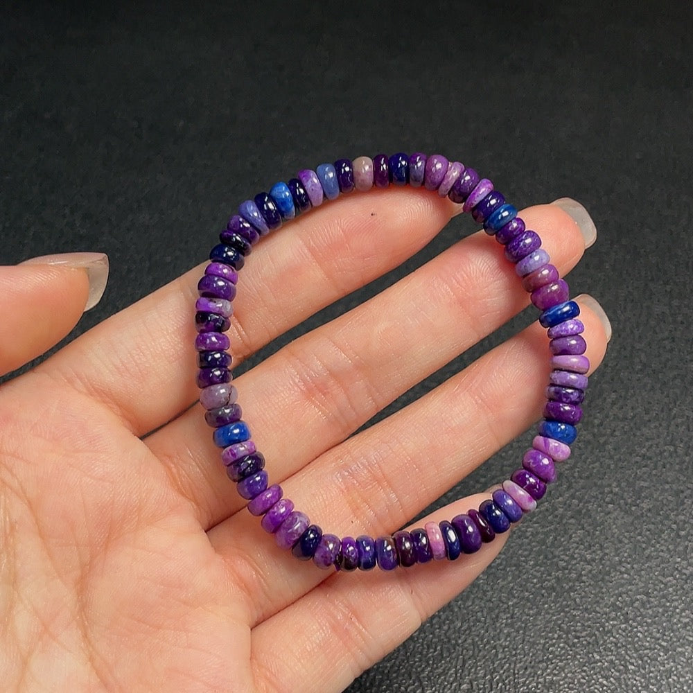 Sugilite Bracelet (Purple Only, Contains Other Mineral Components, Visible Organic Matter, Total Weight Approx. 10.2g, Size Approx. 5.7mm Including Minerals)