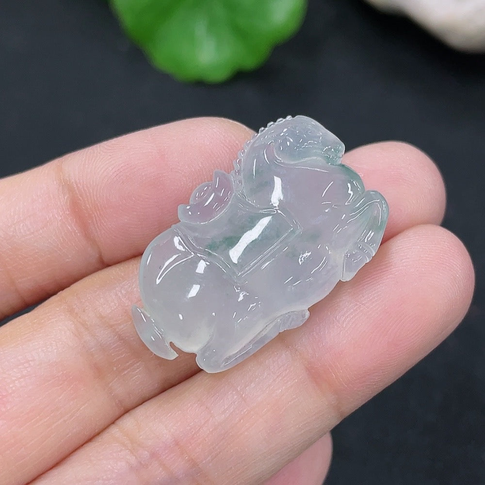 Jadeite Pendant with Horse and Money Design