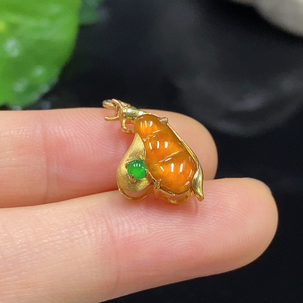 Jadeite Inlaid Pendant Total Weight Approx.1.09g 18k
