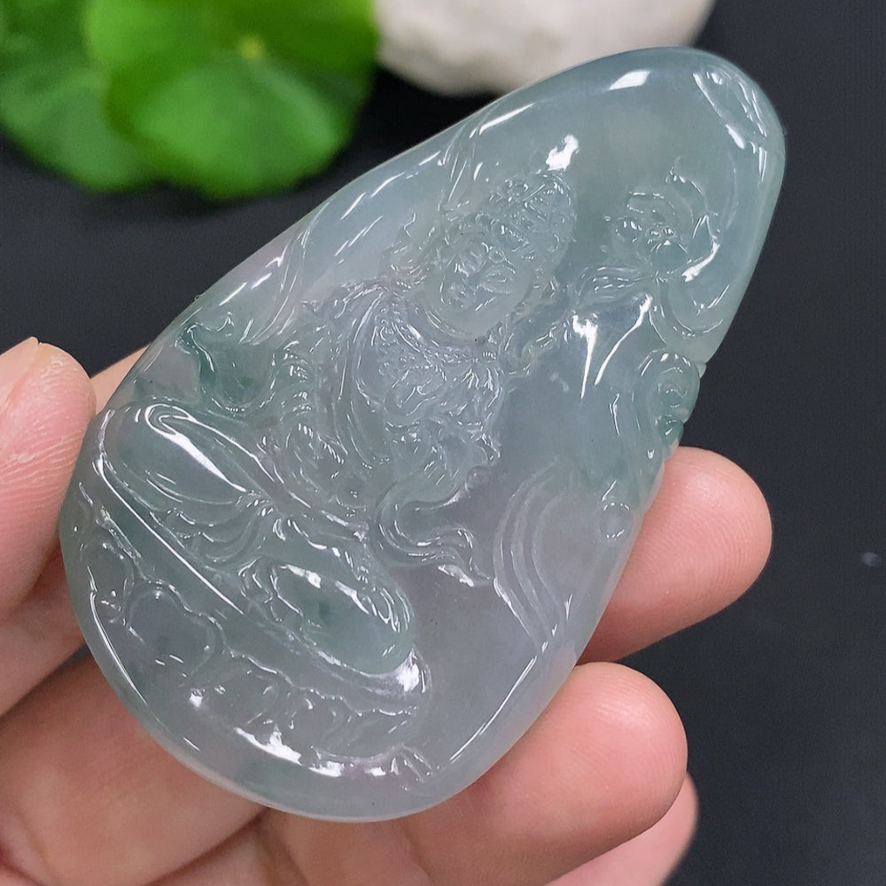 Jadeite Guanyin Pendant Total Weight Approximately 27.6g