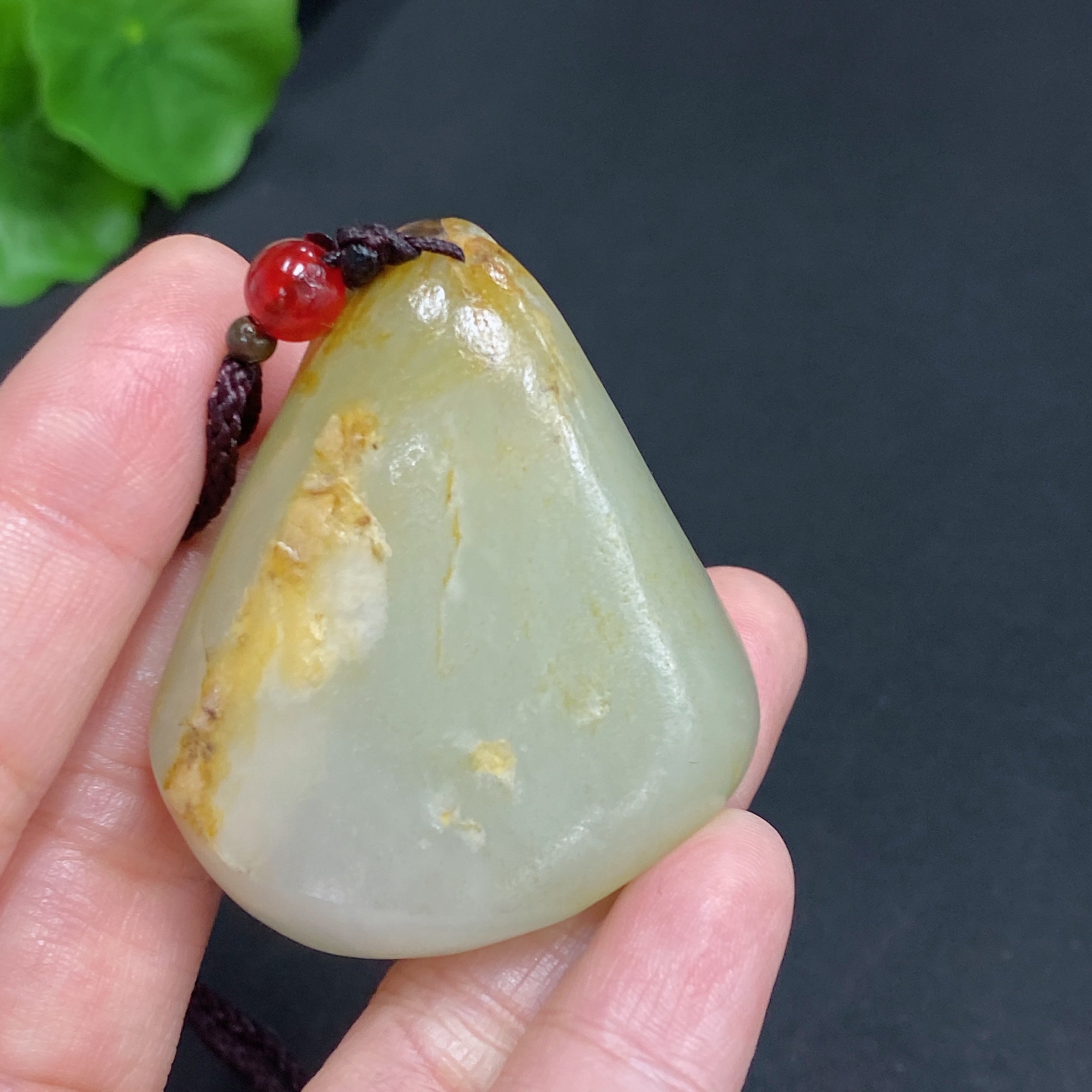 Hetian Jade Pendant - Buddha - Total Weight (including rope): 42.4g - Undetermined skin color origin