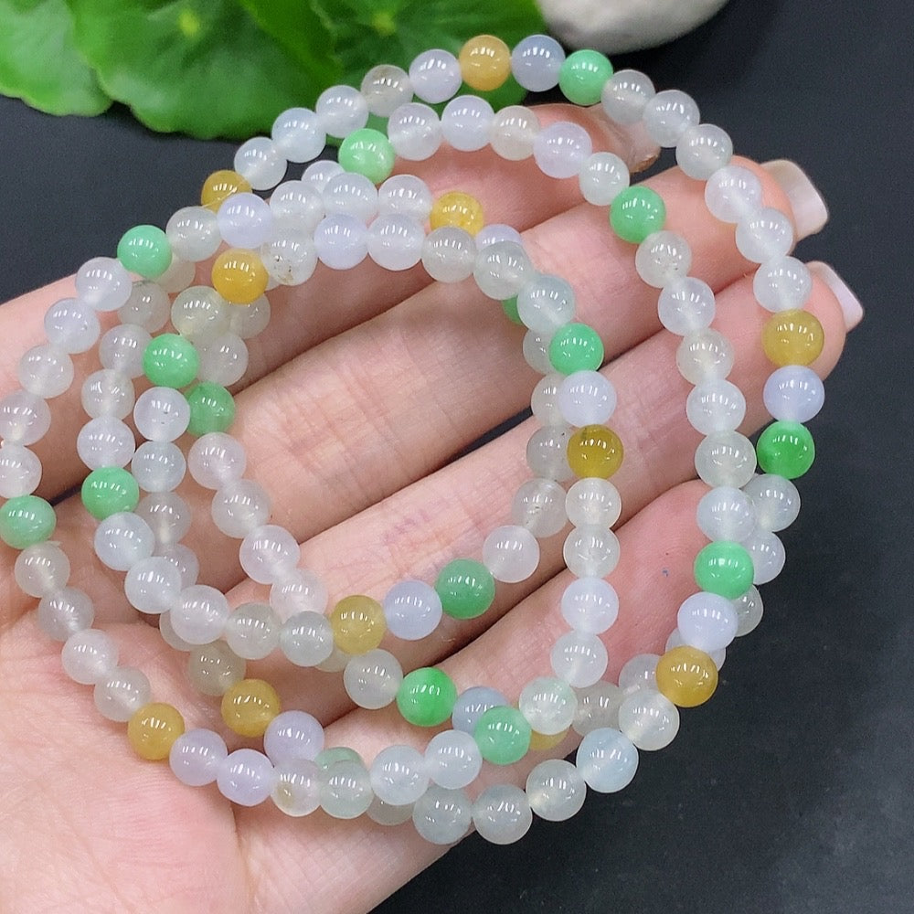 Jadeite Bead Necklace Total Weight Approx. 32g Size About 5.1mm Color Origin Undetermined