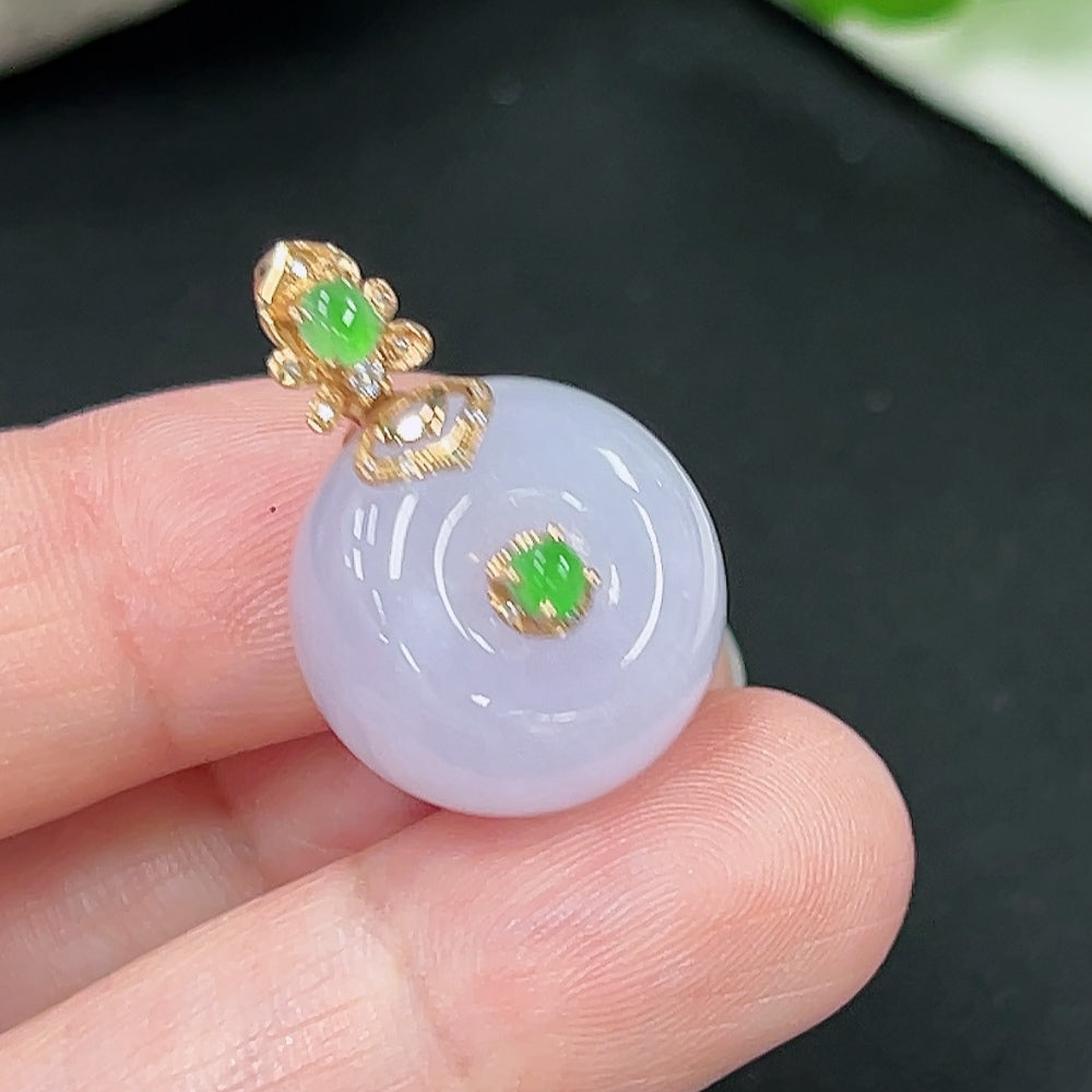 Jadeite Safety Buckle Pendant 18K Gold Total Weight Approx. 7.6g (with Diamond Accents)