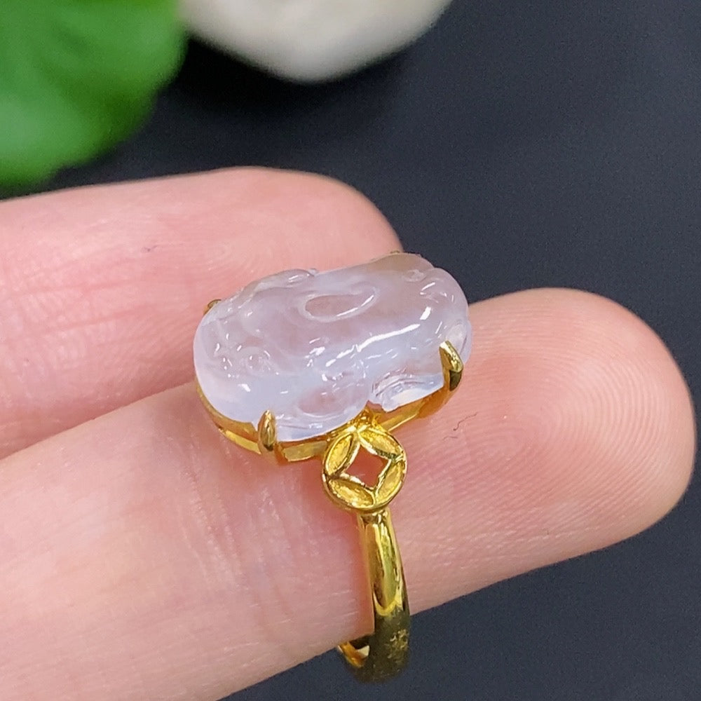 Jadeite Inlaid Ring 18K Gold
