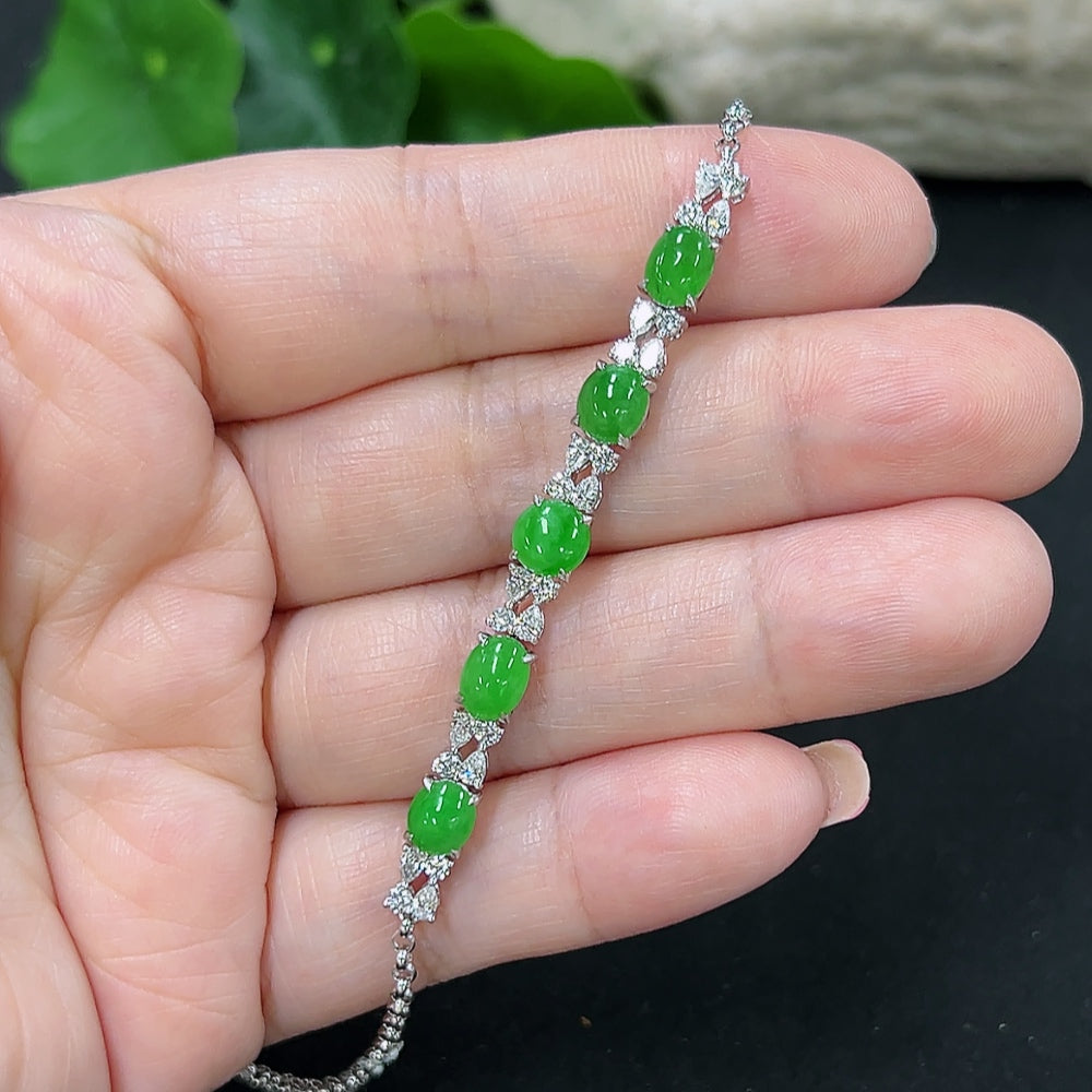 Jadeite Inlaid Bracelet 18K Gold (Non-Diamond)