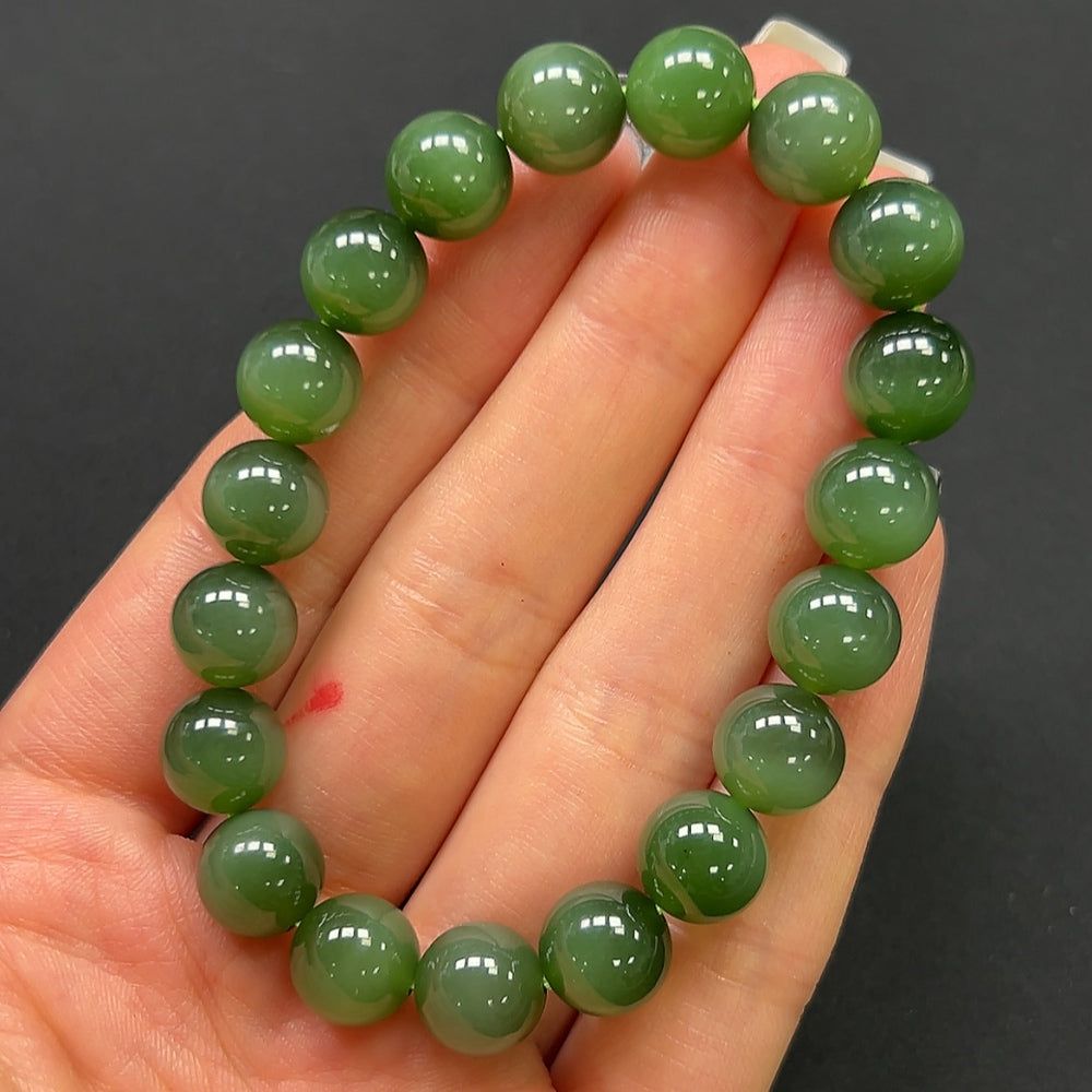 Hetian Jade Jasper Bracelet 9.7mm Approx. 28.24g