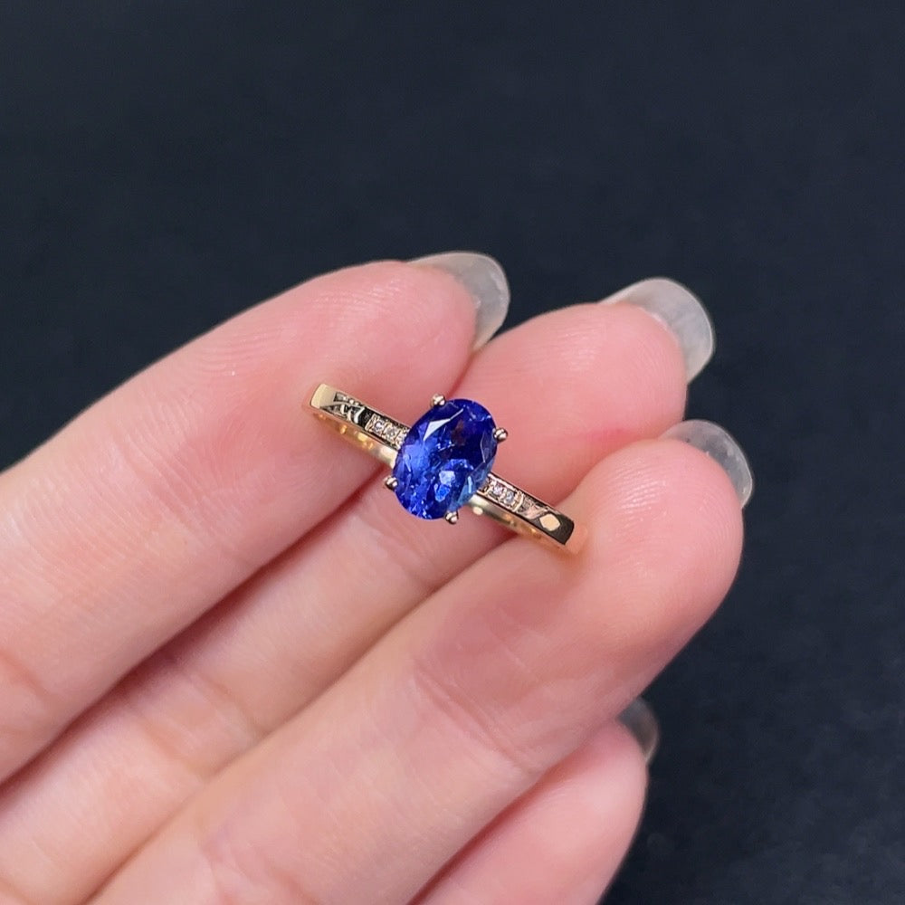Tanzanite Inlaid Ring 18k Gold