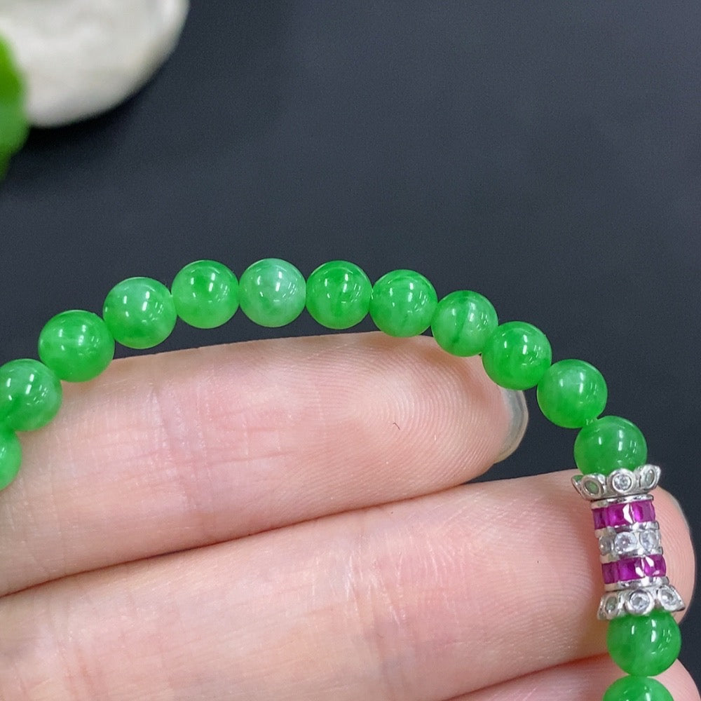 Jadeite Bracelet Non-Gold Total Weight Approx. 8.6g Size 5mm