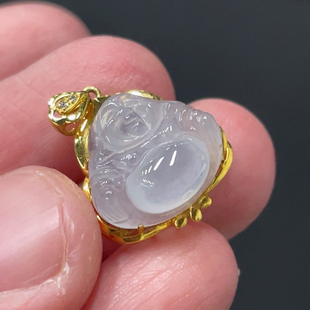 JadeiteBuddha Pendant with 18K Gold Setting, Total Weight Approx. 1.78g