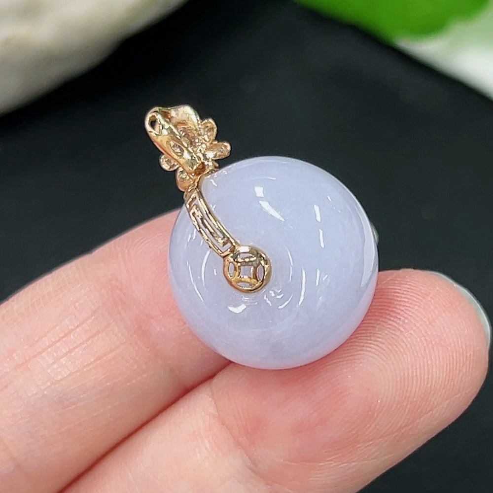 Jadeite Safety Buckle Pendant 18K Gold Total Weight Approx. 7.6g (with Diamond Accents)