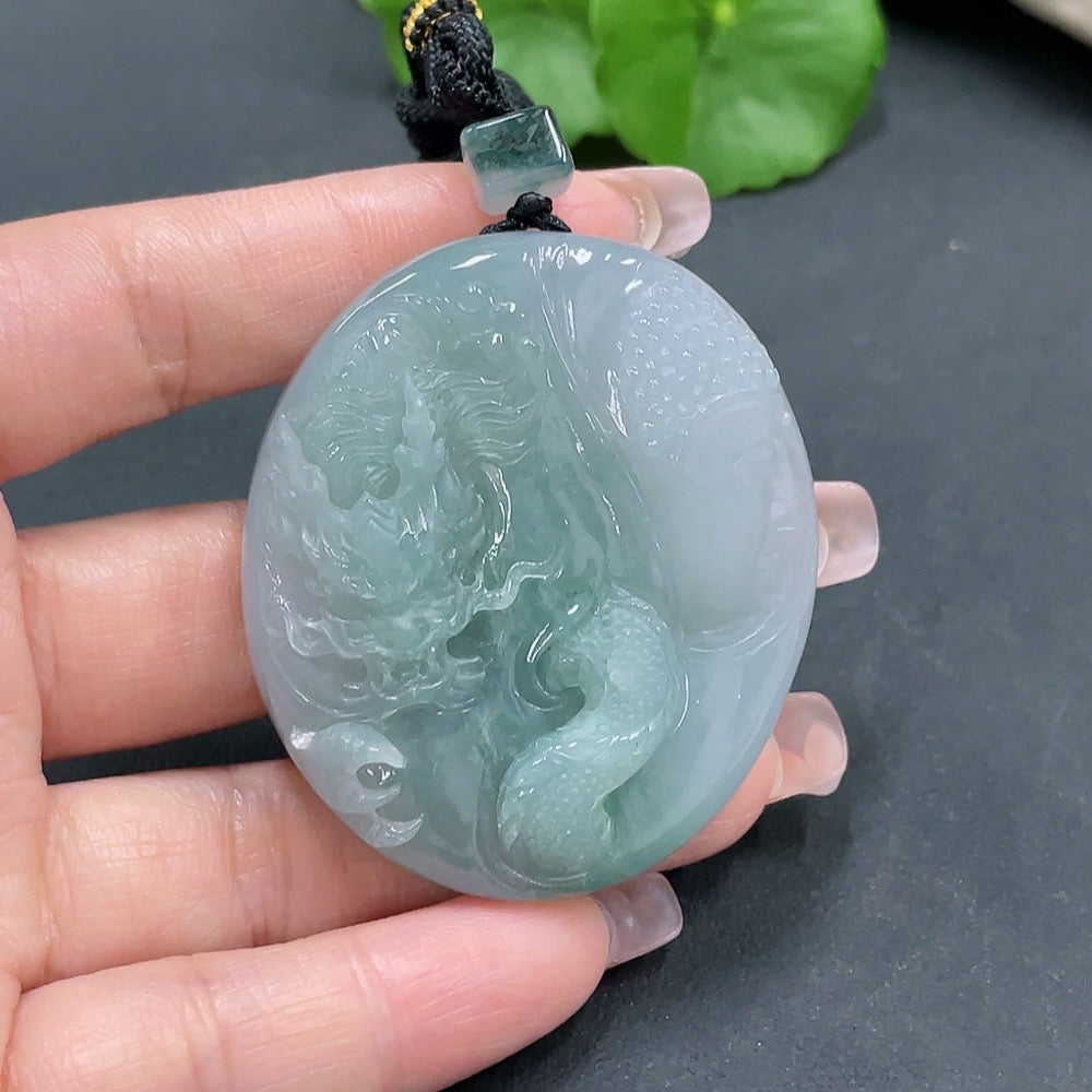 Jadeite dragon pendant, total weight 60.852g