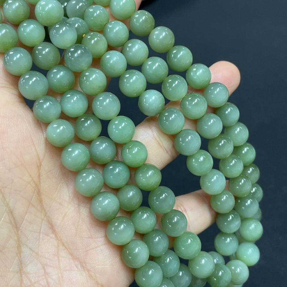 Hetian Jade Jasper Bead Necklace, approx. 7.8mm, total weight approx. 86.6g